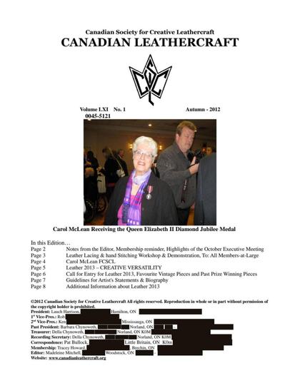 Autumn 2012 · Volume 61, No. 1 — cover of the original newsletter
