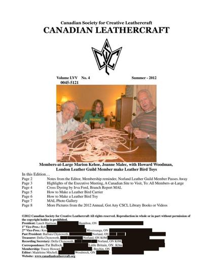 Summer 2012 · Volume 60, No. 4 — cover of the original newsletter