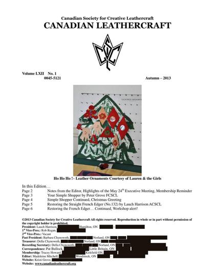 Autumn 2013 · Volume 62, No. 1 — cover of the original newsletter