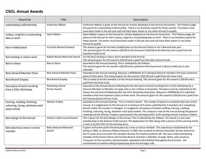 Awards & Categories, 2014 — first page of the original PDF