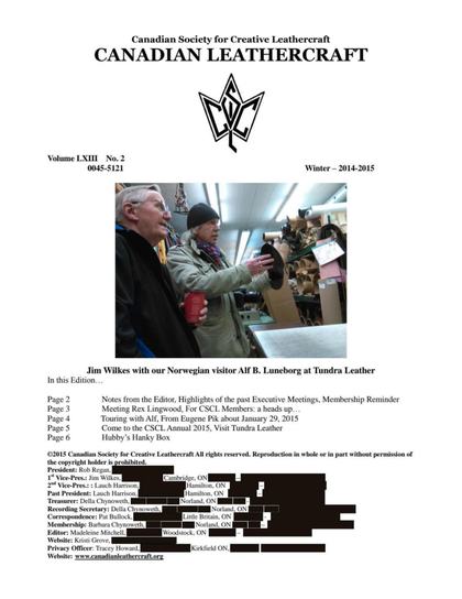 Winter 2014–2015 · Volume 63, No. 2 — cover of the original newsletter