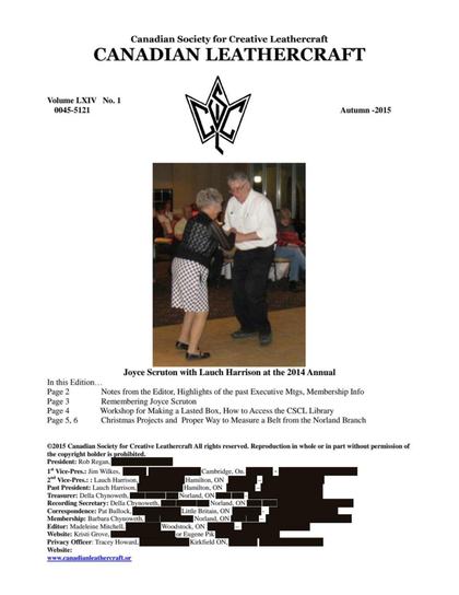 Autumn 2015 · Volume 64, No. 1 — cover of the original newsletter