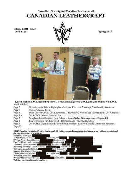 Spring 2015 · Volume 63, No. 3 — cover of the original newsletter
