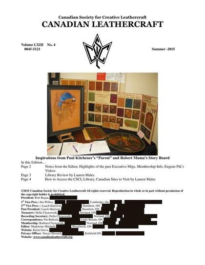 Summer 2015 · Volume 63, No. 4 — cover of the original newsletter