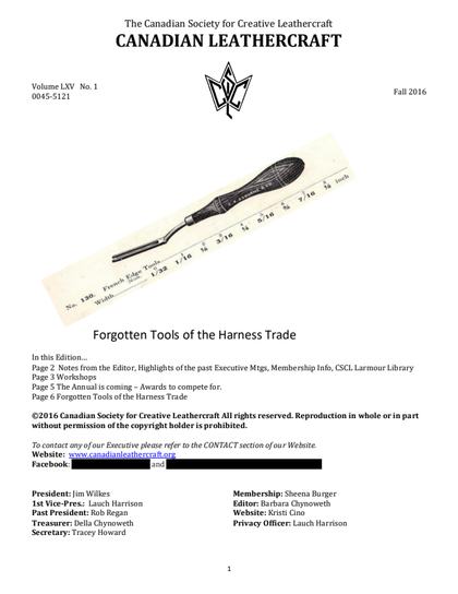 Fall 2016 · Volume 65, No. 1 — cover of the original newsletter