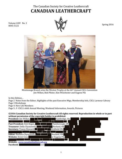 Spring 2016 · Volume 64, No. 3 — cover of the original newsletter