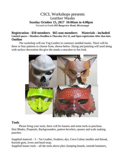 Workshop: Leather Masks — first page of the original PDF