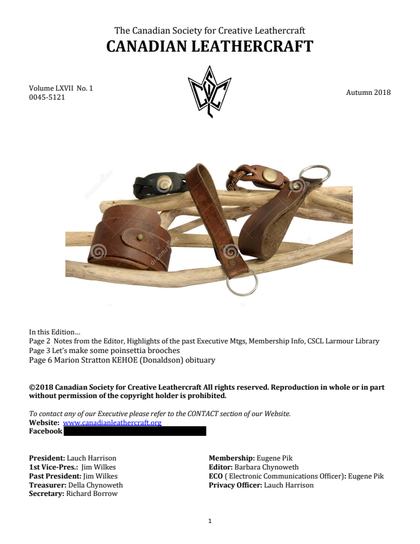 Autumn 2018 · Volume 67, No. 1 — cover of the original newsletter