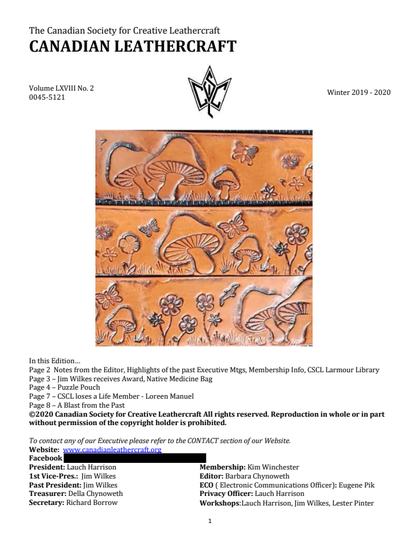 Winter 2019–2020 · Volume 68, No. 2 — cover of the original newsletter