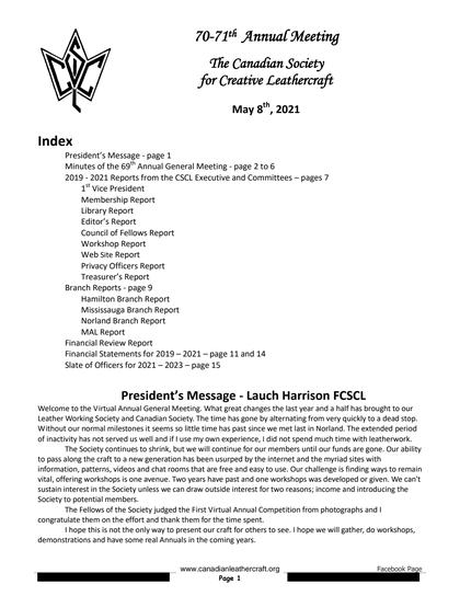 70th & 71st Annual Meeting — Reports — first page of the original PDF