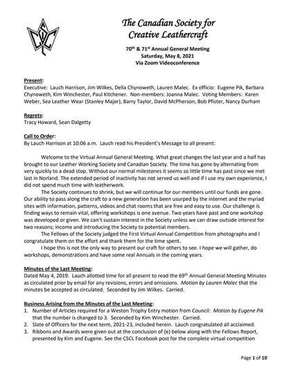 Minutes of the 70th & 71st Annual General Meeting — first page of the original PDF