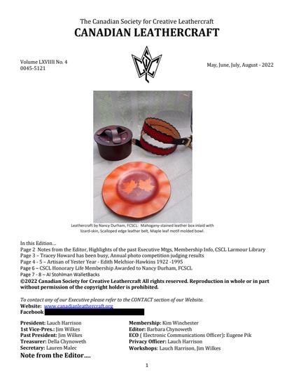 May–August 2022 · Volume 69, No. 4 — cover of the original newsletter