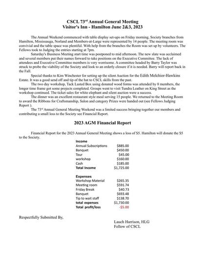 73rd Annual General Meeting — Report — first page of the original PDF