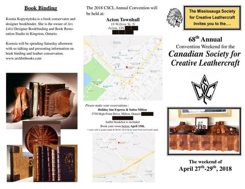 INVITATION – 2018 Canadian Society of Creative Leathercraft Annual Convention — lead photograph