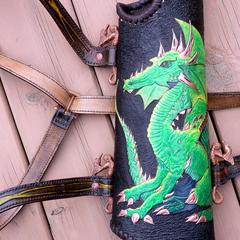 A carved and tooled back quiver