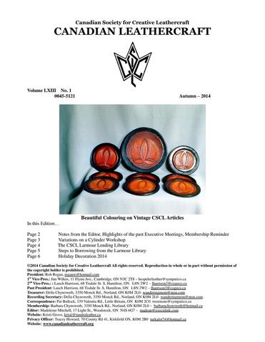 Canadian Leathercraft – Fall 2014 – Newsletter by CSCL — lead photograph