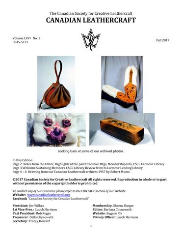Canadian Leathercraft – Fall 2017 – Newsletter by CSCL — lead photograph