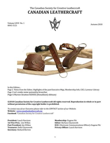 Canadian Leathercraft – Fall 2018 – Newsletter by CSCL — lead photograph