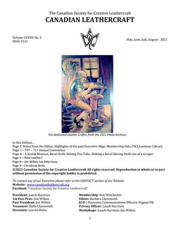 Canadian Leathercraft – May, June, July, August – 2021 – Newsletter by CSCL — lead photograph