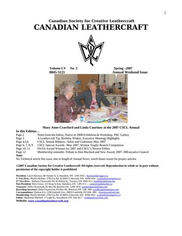 Canadian Leathercraft – Spring 2007 – Newsletter by CSCL — lead photograph