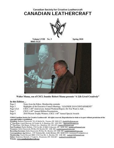Canadian Leathercraft – Spring 2010 – Newsletter by CSCL — lead photograph