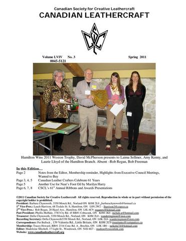 Canadian Leathercraft – Spring 2011 – Newsletter by CSCL — lead photograph
