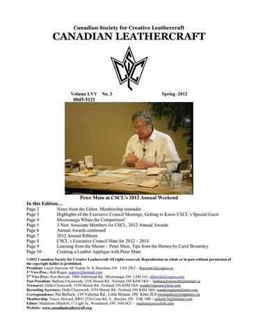 Canadian Leathercraft – Spring 2012 – Newsletter by CSCL — lead photograph