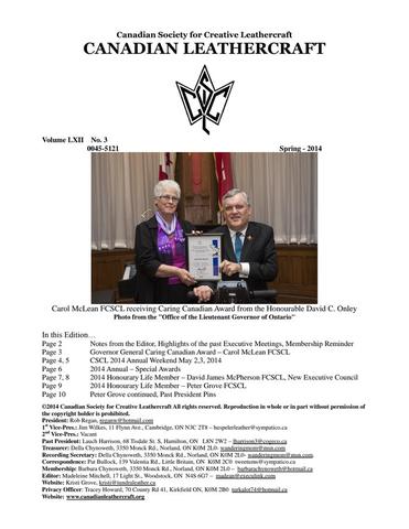 Canadian Leathercraft – Spring 2014 – Newsletter by CSCL — lead photograph
