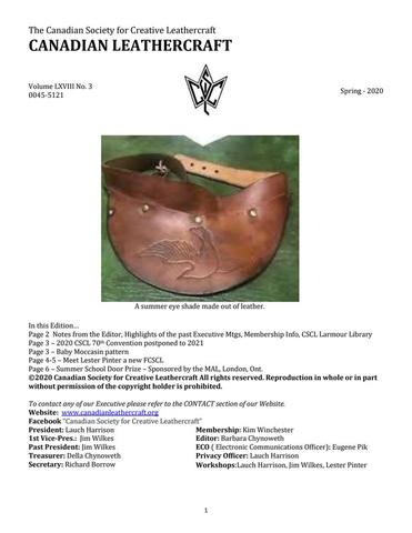 Canadian Leathercraft – Spring 2020 – Newsletter by CSCL — lead photograph