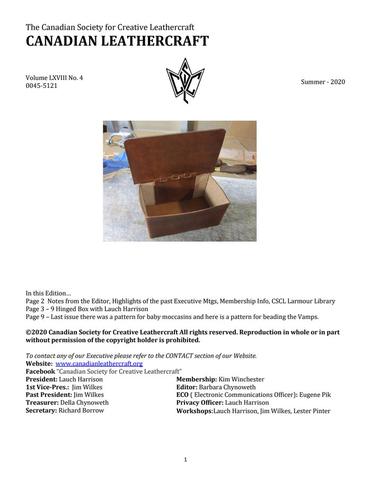 Canadian Leathercraft – Summer 2020 – Newsletter by CSCL — lead photograph