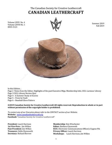 Canadian Leathercraft – Summer-Fall 2019 – Newsletter by CSCL — lead photograph
