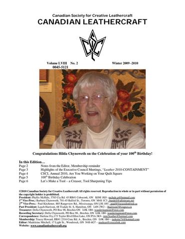 Canadian Leathercraft – Winter 2010-2011 – Newsletter by CSCL — lead photograph