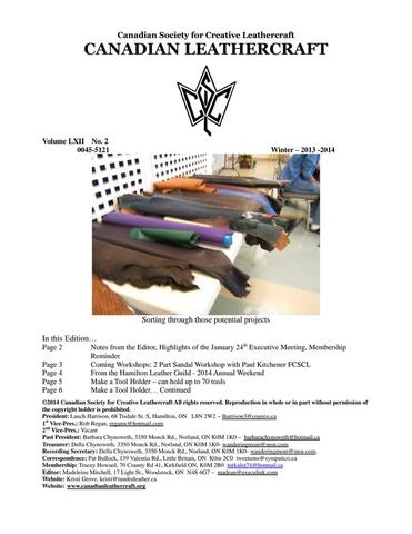 Canadian Leathercraft – Winter 2013-2014 – Newsletter by CSCL — lead photograph