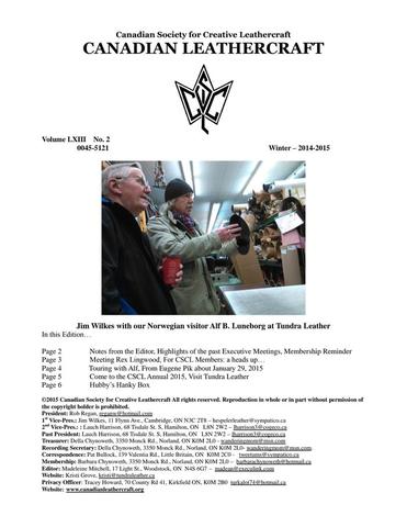 Canadian Leathercraft – Winter 2014-2015 – Newsletter by CSCL — lead photograph