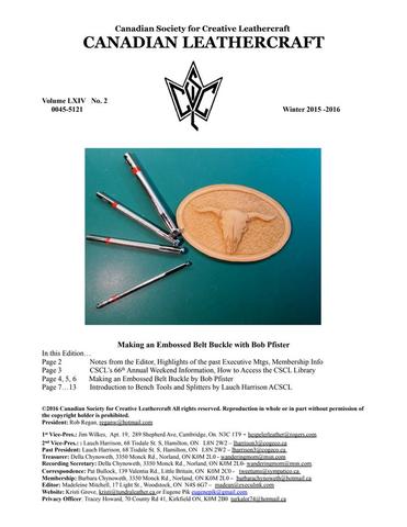 Canadian Leathercraft – Winter 2015-2016 – Newsletter by CSCL — lead photograph