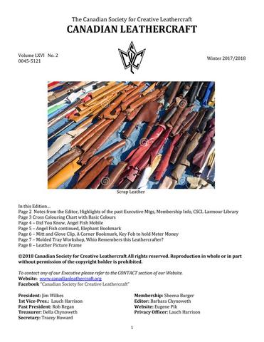 Canadian Leathercraft – Winter 2017-2018 – Newsletter by CSCL — lead photograph