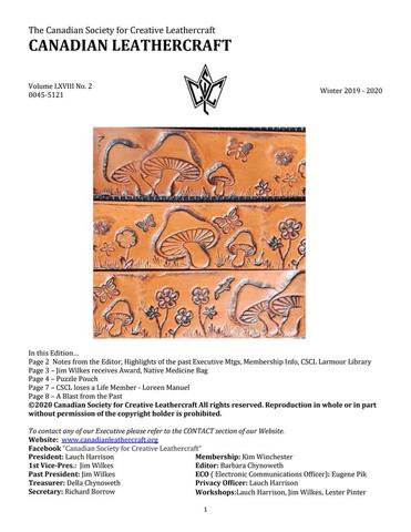 Canadian Leathercraft – Winter 2019-2020 – Newsletter by CSCL — lead photograph